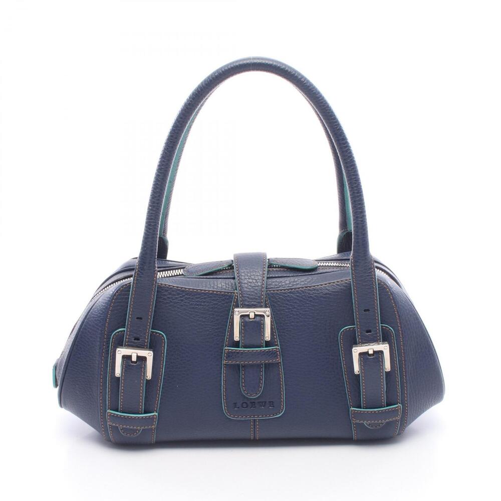 Loewe Senda Top Handle Bag Leather Navy Blue Green